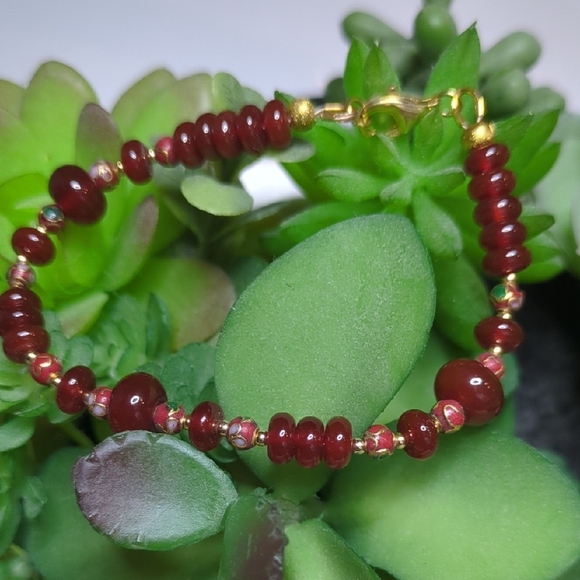 14K Gold-filled, Gemstone, And Cloisonne Bracelet - Picture 1 of 1
